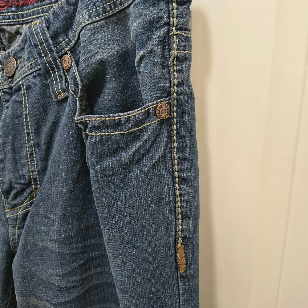 Xtreme Couture Affliction Mens Blue Studded Cross Straight Leg Jeans Y2K MMA
